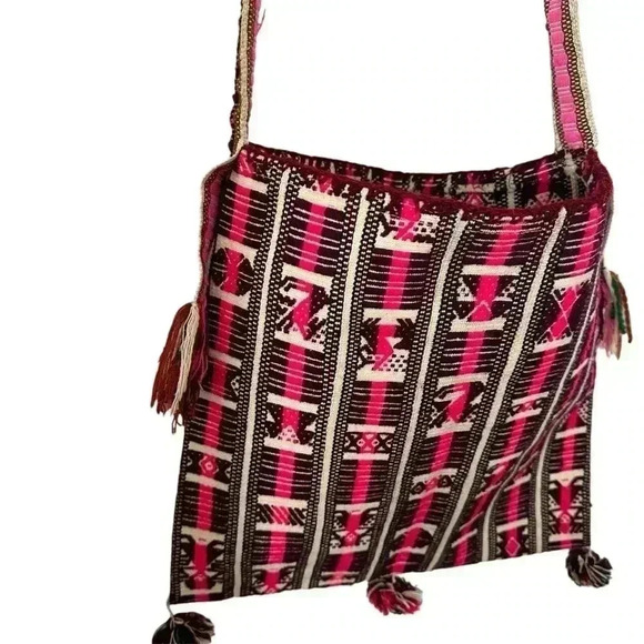Handmade Crossbody Aztec Western Messenger Bag Llama Tribal Boho Pink‎ Purse - Picture 3 of 5